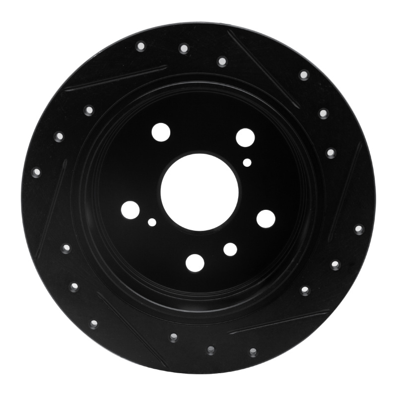 Lexus ES300 Brake Rotor (1) - Rear Left - R1 Concepts - Drilled & Slotted - Black - `02-`08